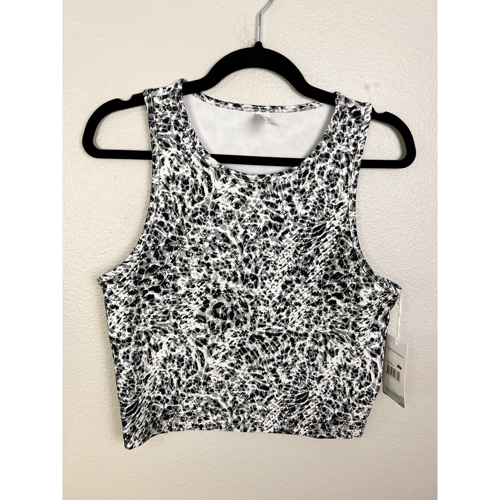 Balance Collection Womens Top Black‎ White Sleeveless Round Neck Size L NWT